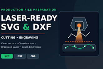 prepare laser ready svg and dxf files for cutting and engraving