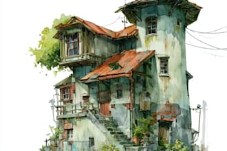 draw custom sketch or illustration with watercolor