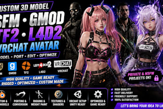 model, port, edit custom sfm model, gmod playermodel, tf2, l4d2 mind nsfw vrchat