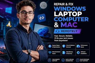 repair, fix windows, laptop, computer and mac remotely
