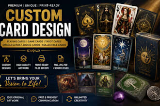 design custom playing cards, game cards, tarot, oracle and zodiac cards