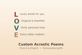 write a custom acrostic poem in french or english