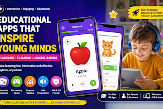 build kids flashcard app, elearning app, educational app, language learning app