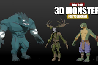 create a low poly 3d monster or creature for your game