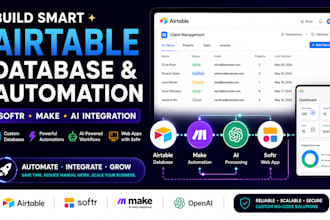 design airtable database airtable automation softr webapp make com ai automation