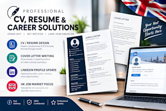 create professional CV, resume design write cover letter update linkedin edit UK