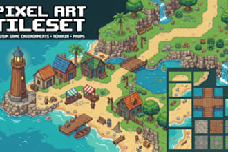 pixel art tileset sprite sheet character game assets rpg maker tilemap topdown