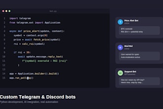build a custom telegram or discord bot in python