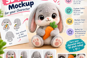 create a 3d plush toy mockup for your character