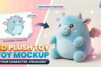 create a 3d plush toy mockup for your character