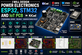 design power electronics, esp32,stm32 and iot pcb in kicad