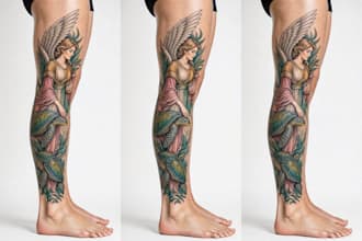 create custom  tattoo design for leg sleeve