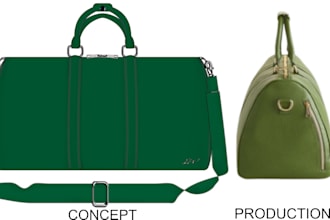 design travel duffle bag tech pack cad flat sketch for manufacturing