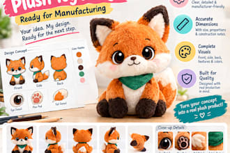 create a plush toy design ready for manufacturing