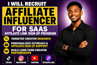 recruit affiliate influencer creator for saas affiliate link sign up program