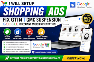 fix gmc and shopping ads suspension, misrepresentation and feed disapproval