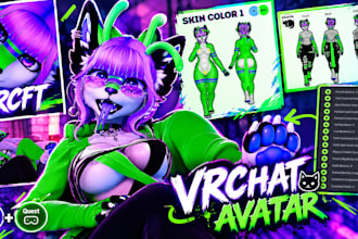 create a custom vrchat furry fursona avatar with rigging and expressions