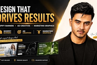 design shopify banners, ad creatives and marketing graphics