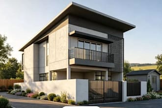 remodel landscape planning, 3d residential complex, exterior house villa render