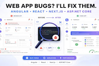 fix bugs in angular, react, nextjs and asp dot net core apps