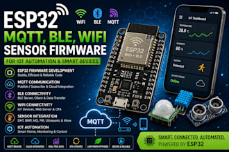 develop esp32 mqtt, ble, wifi sensor firmware for iot automation smart devices