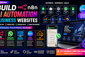 build n8n ai automation business websites canva designs whatsapp automation api