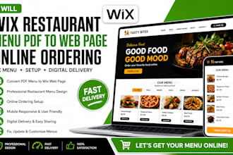 create a wix restaurant menu PDF to web page with online ordering