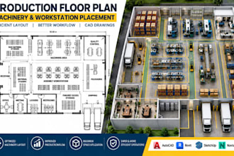 design production floor plans, machinery layouts, workstation placement cad