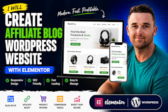 create affiliate blog wordpress website elementor website