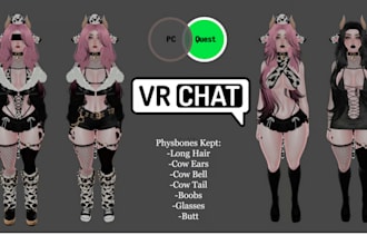 create a custom vrchat avatar nsfw vrc character vr humanoid 3d model commission