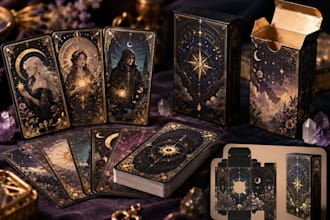 design custom tarot cards, tarot deck, oracle cards and box packaging