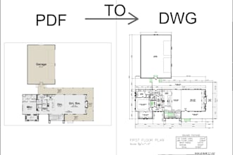 convert rough sketches, images and PDF to autocad 2d drawing