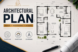 create 2d floor plan, house plan and city permit drawings