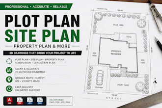 draw 2d plot plan, site plan and property map