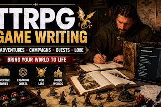 write immersive ttrpg adventures, rpg campaigns, quests and game lore