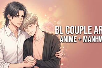 draw bl couple art, manhwa anime illustration, yaoi oc ship art webtoon cover