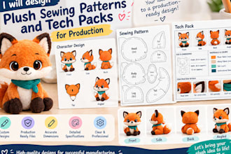 design plush patterns and tech packs for production