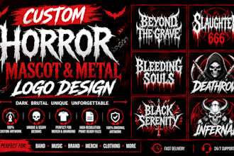 design a custom horror, mascot, scary and metal logo