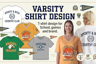 design a custom varsity tshirt for your team, school or brand
