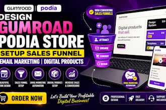 google ads gumroad podia store setup sales funne email marketing digital product