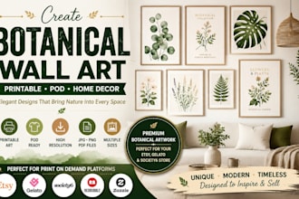 create printable botanical home decor wall art pod gelato etsy store society6
