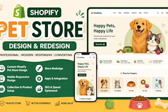 design or redesign a professional shopify pet store website