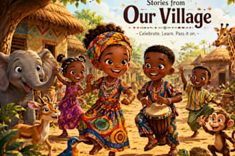 illustrate african folktale childrens books with unique characters