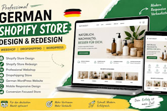 design professional german shopify dropshiping store redesign webshop wordpress