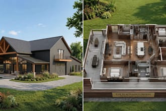 design custom barndominium floor plans, 2d and 3d models