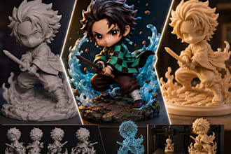 create 3d chibi character models, figurines and stl for 3d printing