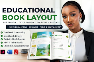 design educational textbook, workbook activity book interior layout formatting