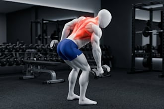 do 3d exercise videos, 3d fitness videos, 3d gym workout animation, 3d anatomy