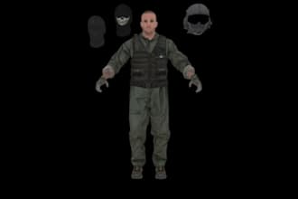 create y2k solider character, animation game, ps1,ps2,ps4,psx style,nintendo 3d
