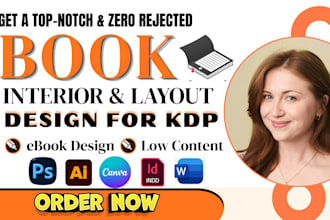 indesign book interior layout design ebook novel KDP low no content book cover